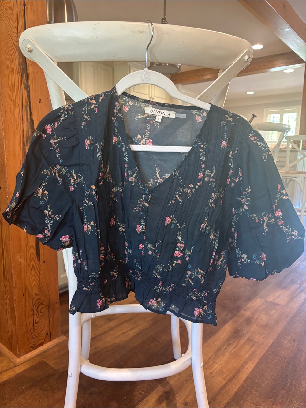 Baybala Floral Pintuck Peplum Blouse